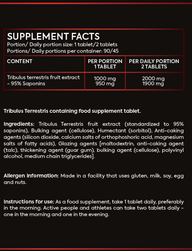 Tribulus Terrestris 1000mg 90 таблетки – 95% сапонини - Image 2