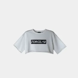 Бяла дамска Oversized Crop тениска Forcelab