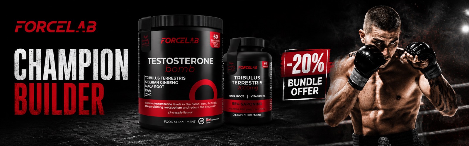 Testosterone Stack – Tribulus Terrestris + Testosterone Bomb
