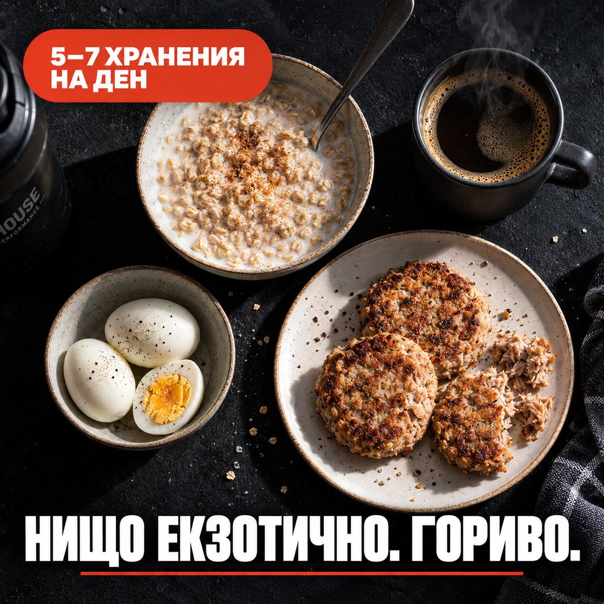 5–7 хранения на ден. Нищо екзотично. Гориво.