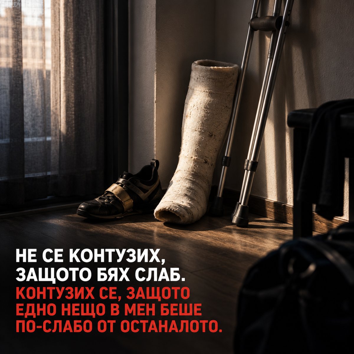 Не се контузих, защото бях слаб. Контузих се, защото едно нещо в мен беше по-слабо от останалото.